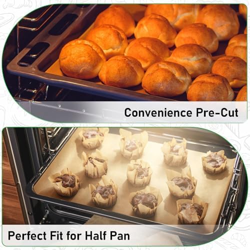 EcoDispose 500 Pcs Non-Stick Parchment Paper Baking Sheets 12-3/16"x16-3/8" | Unbleached, Heavy Duty, Pre-Cut, Greaseproof Full Pan liner for Bake - Image 6