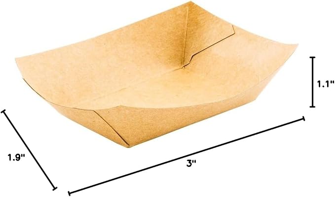 Restaurantware-Bio Tek 4 Ounce Paper Boats, 50 Disposable #25 Food Trays - PE Lining, Durable, Kraft Paper Food Baskets, For Concession Stands, Picnics, or Fairs, Stackable - Image 7