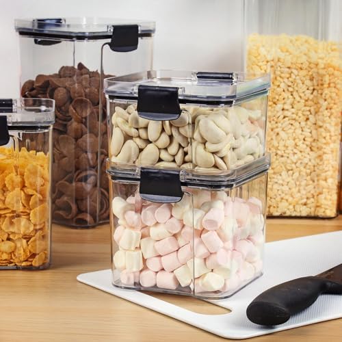 Taylor & Brown 5pc Clear Airtight Pantry & Kitchen Storage Containers | 5 Square Plastic Food Container Set with Lids | Stackable | with Locking Clips | BPA-Free | 460ml, 700ml, 950ml, 1.3L & 1.8L - Image 4