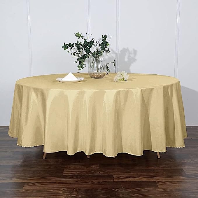 Balsa Circle 6 pcs 108 inch Champagne Round Polyester Tablecloths Fabric Table Cover Linens for Wedding Party Banquet Reception Events Kitchen Dining - Image 2