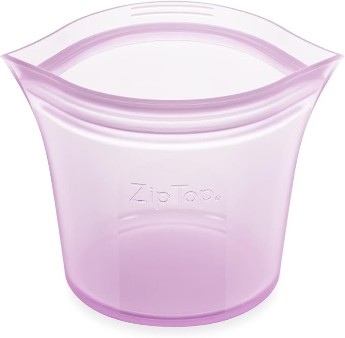 Zip Top Reusable Food Storage Bags | Short Cup [Lavender] | Silicone Meal Prep Container | Microwave, Dishwasher and Freezer Safe | Made in the USA by ZipTop