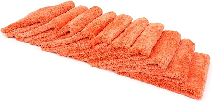 Autofiber Korean Plush Premium Edgeless Microfiber Detailing Towels - Pack of 10, Orange (16 inch x 16 inch) by Autofiber