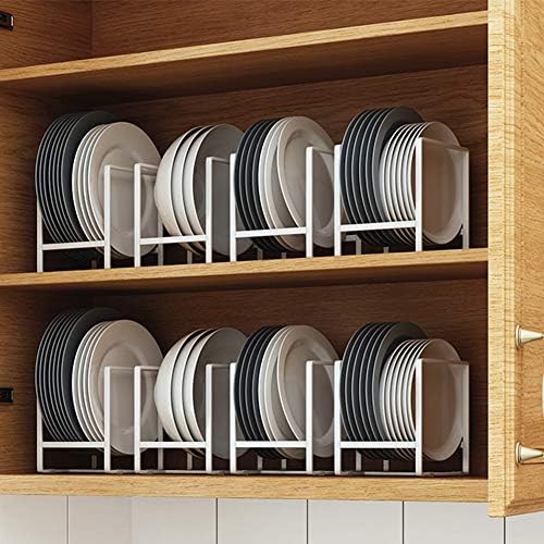 2PCS Plate Holders Organizer, Metal Dish Storage Dying Display Rack for Cabinet, Counter and Cupboard - White - Image 7