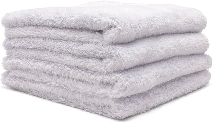 Autofiber Korean Plush Premium Edgeless Microfiber Detailing Towels - Pack of 4, White (16 inch x 16 inch) - Image 2
