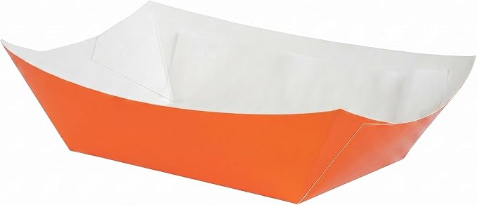 Restaurantware Orange Paper lb Tangerine Food Tray Boat, 50 Pack - Image 2