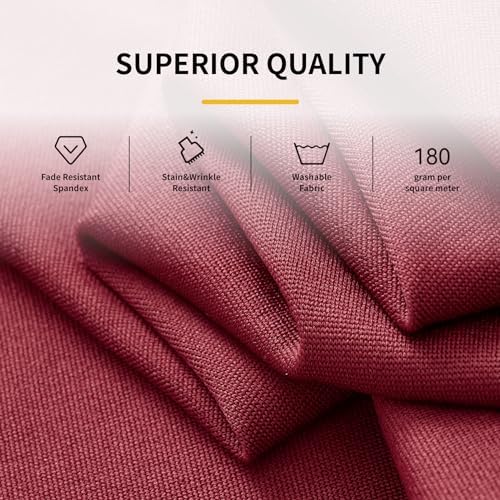 Spandex Tablecloth 6FT Rectangle Table Cover 4 Pcs Burgundy Wrinkle-Free - Image 3