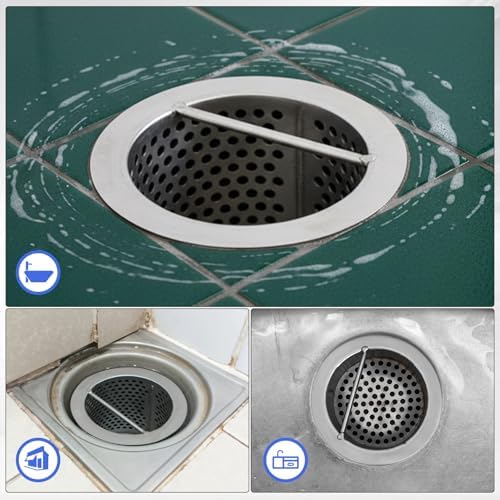 2 Pcs Commercial Floor Drain Strainer Perforated Cylindrical Mesh 316 Stainless Steel Drain Basket with Carry Handle –heavy-duty, for Restaurants, Kitchens, Factories (3" Diameter X 6" Tall) - Image 5