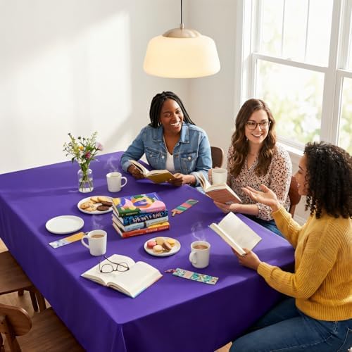 8 Pack Purple Tablecloths Rectangle 60 x 102 Inch for 6 Foot Tables - Image 3