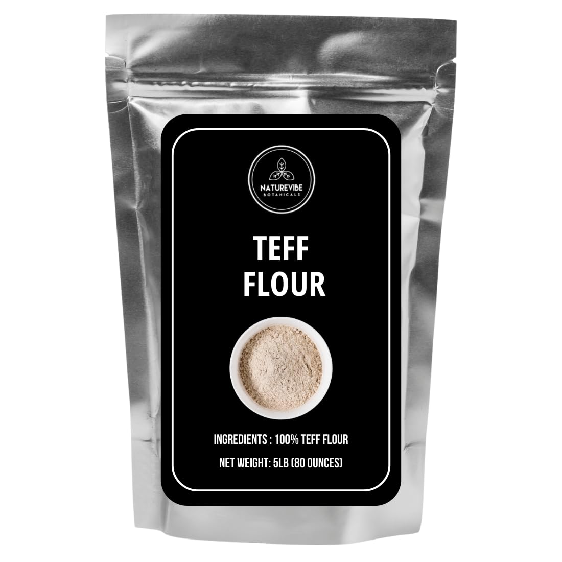 Naturevibe Botanicals Brown Teff Flour 5lb Premium Quality | Used for Baking and as Thickener