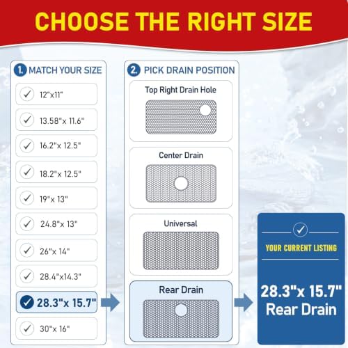 Bestjing Silicone Sink Protectors for Kitchen Sink, 28.3"x 15.7" Rear Drain - Image 2