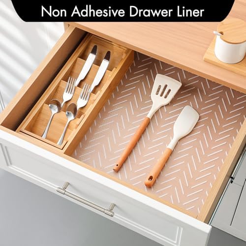 Cooyes Shelf and Drawer Liner for Kitchen Cabinets – Non-Adhesive, Waterproof, Non-Slip Cabinet Liners for Scratch Protection, Desk, Refrigerator, Shelves, Drawers with Modern Pattern - Image 2