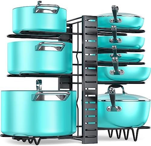 MUDEELA 8-Tier Lightweight pot and pan organizer for under cabinet, 16.6" H by MUDEELA