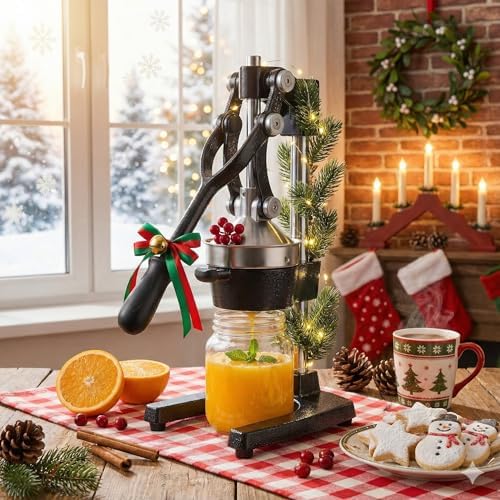 CO-Z Manual Citrus Juicer, Commercial Grade Cast Iron Orange Juicer, Professional Heavy Duty Juice Press with Removable Strainer, Manual Juice Extractor for Orange Lemon Pomegranate Citrus, Black - Image 3
