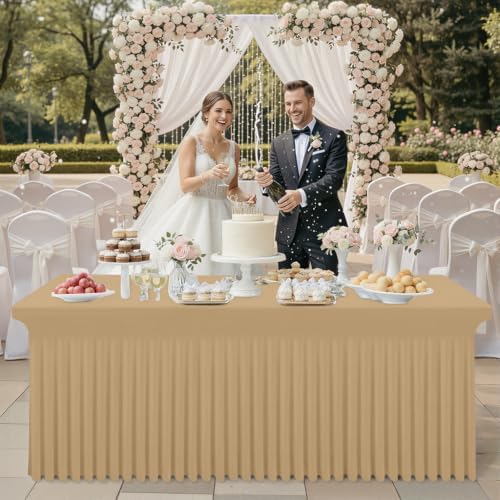 Smiry Spandex Elastic Fitted Table Cloth Skirt for 8FT Rectangle Table - Image 2