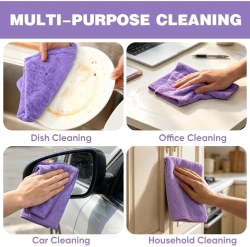 10 PCS Dark purple Microfiber Cleaning Cloths, Assorted Cleaning Rags - Image 5