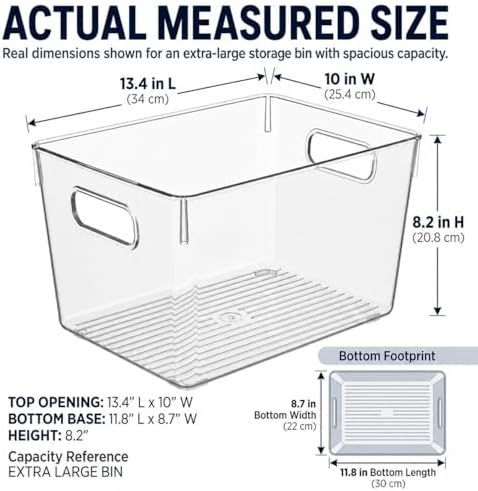 MOONEDGE 6 Pack X-Large Clear Organizer Bins 13x10x8in Storage Containers - Image 3