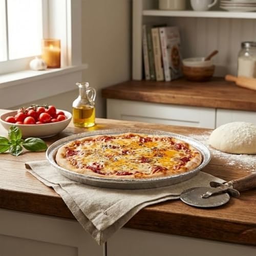 48 Pack 10 inch Disposable Aluminum Foil Pizza Pans | Made in USA, Round Baking Sheet, Personal Pizzas, Cookie Cakes, Freezer & Reheating - Image 4