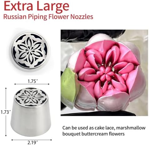 6Pack Extra Large Flower Russian Piping Tips Set, Stainless Steel Rose Tulip Icing Tips For Cake Decorating, Floral Piping Tips Flower Bouquet For Cookies Desserts Baking Tool(XXL,6E) - Image 2