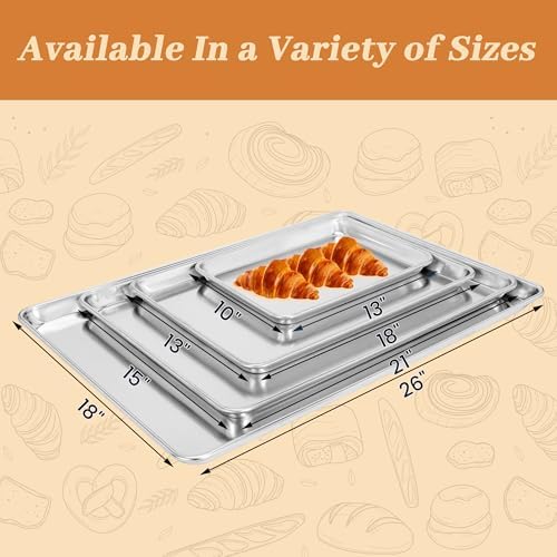 12 Pack Full Size Aluminum Baking Sheet Pans, 26"x18" | NSF, commercial cookie sheets, rolled rim baking pan, for roasting, freezer, bakery, oven safe up to 500℉ - Image 7