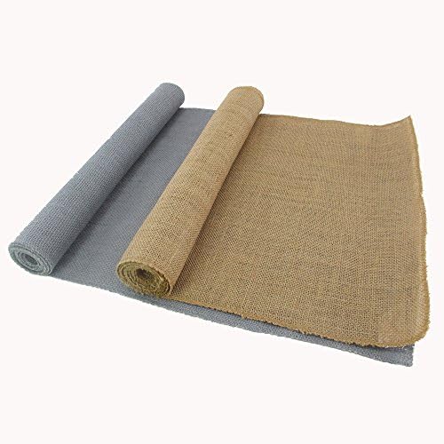 BambooMN 15" x 88" Vintage Hemp Burlap Table Runner for Rustic Wedding Bridal Shower Bachelorette Graduation Party Table Decor Decorations - 2 Pcs by BambooMN