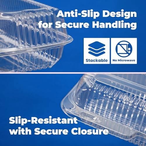 Fit Meal Prep 25 Pack 12" x 5" x 3" Clear Hinged Plastic Containers, Clamshell Take Out Containers, Bakery To Go Disposable Plastic Container, Ideal for Cake Roll Cookie Pastry Bread Fruit Sandwiches - Image 5