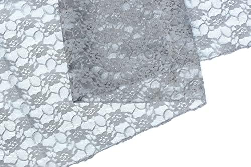 MDS Pack of 25 Wedding 12 x 108 inches Lace Table Runner for Wedding, Decorations for Birthday Parties, Banquets, Graduations, Engagements, and Runners fit Rectangle Round Table - Silver Gray - Image 4