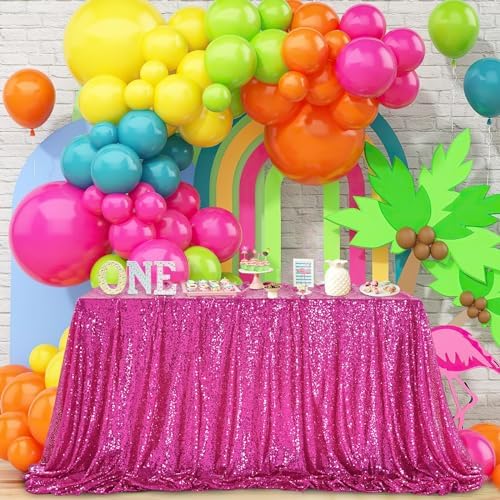 Hot Pink Tablecloth 60x102inch Sequin Tablecloth Fuchsia Sparkly Tablecloth - Image 4