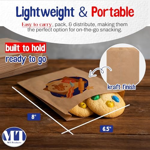 MT Products Custom Printed Kraft Cookie Bags 6.5" x 8" - Personalized Grease Resistant Bakery Bags for Baked Goods - Image 2