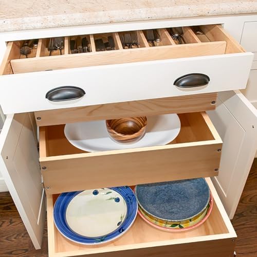Mulush Pull Out Drawers For Cabinets, 14''W×21''D×19''H Soft Close Slide Out Wood Shelves Storage Organizer for Kitchen, 3-Tier, Finished, Heavy-Duty, Bottom Assembly - Image 2
