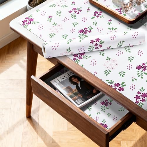 RAY STAR 18 Inch x 8 Ft Shelf Liner for Kitchen Cabinets, Non-Adhesive Cabinet Liner Washable, Drawer Liner for Dresser Non-Slip Bathroom [White Pink Floral](4 Rolls) - Image 2