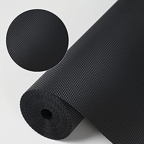 Kitchen Shelf Liner Drawer Liners, Non-Adhesive Refrigerator Liners Waterproof Fridge Mats with Strong Durable Kitchen Cabinets Mat for Drawers, Shelves, Pantry Black by HooTown