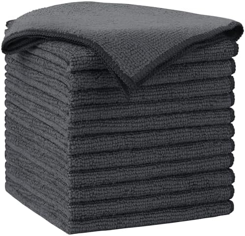 AIDEA Gray Microfiber Cleaning Cloth-12PK, Cleaning Rags 12"x 12" Absorbent by AIDEAHOME