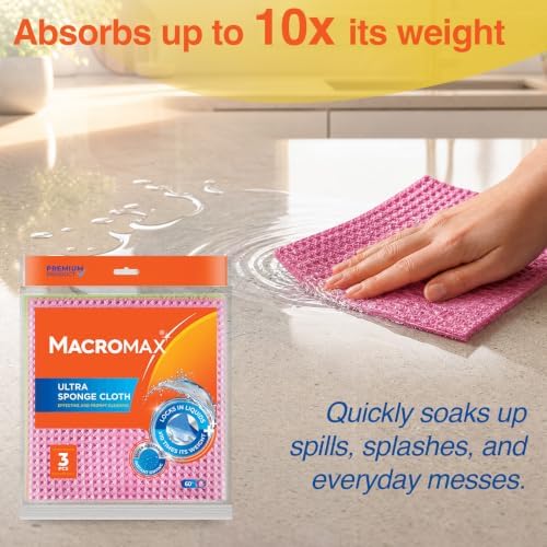 Macro Max Ultra Sponge Cloth 10 Times Its Weight Water Absorption High Performance Kitchen Cloth - 120 Pieces - Image 2