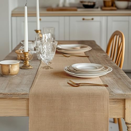 6 Pack Burlap Table Runners 12x108 Inch - Natural Jute Rustic Farmhouse Table Runner Decor for Western Wedding, Farmhouse Party, Holiday & Kitchen Coffee Table (Brown, 12x108 6PC) - Image 6