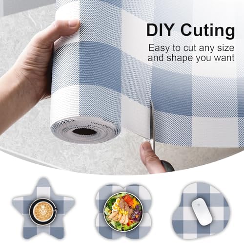 Shelf Liner for Kitchen Cabinets Non-Adhesive Drawer Liners Non-Slip Strong Grip Cabinet Liners Thickened Paper for Shelves, Dresser, Cupboard, Tool Box, Pantry, Bathroom Drawers Blue 11.8In x 10FT - Image 6