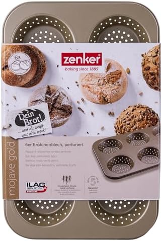 Zenker 6 Bread Trays, Perforated Baking Mould for Crispy Rolls, Non-Stick Coating Prevents Sticking, Heat Resistant up to +230°C, 34 x 22 x 3 cm - Image 3