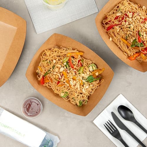 Restaurantware Black Paper lb Food Tray Boat, 8.9 x 6.7 x 2.4 in, 50 Pack - Image 6