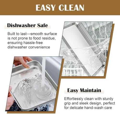 E-far Baking Sheet with Wire Rack (2 Pans + 2 Racks), Stainless Steel Cookie Sheets Pan & Cooling Rack for Baking Cookies Cake, Non Toxic & Heavy Duty, Oven & Dishwasher Safe, 12.4 x 9.7 x 1 Inch - Image 6