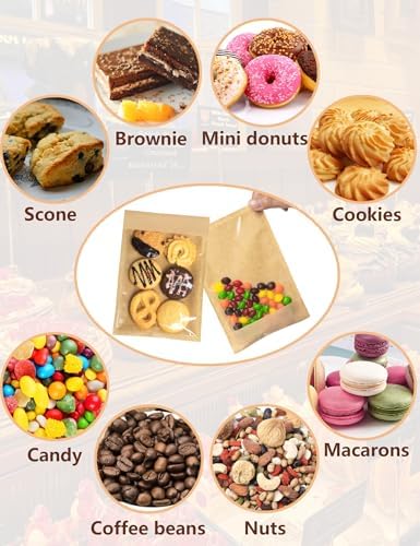 200 Pack Self Sealing Cookie Bags with Seal, 4x6 Inch Cookie Bags with Window for Gift Giving, Grease Resistant Bakery Treat Packaging for Candy, Snack, Scone, Brownie, Small Pastries and other Treats - Image 4