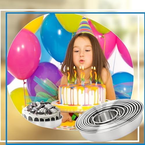 9 Pcs Cake Pans Stainless Steel 4 Inch 6 Inch 7 Inch 8 Inch 9 Inch 9½ Inch 10 Inch 11 Inch 12 Inch Round Baking Layer Pan Tins for for Tier Smash Cakes Birthday Dishwasher Safe - Image 5