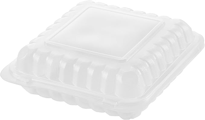 Restaurantware 40 oz Square Frosted Plastic Clamshell Container, 100 Pack - Image 18