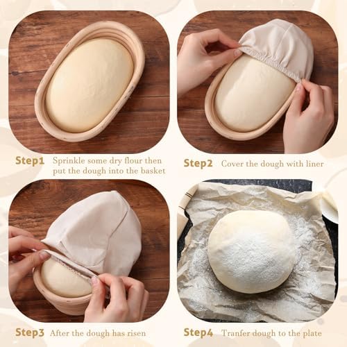20 Set Mini Bread Proofing Baskets Bulk Sourdough Banneton Basket Kit with Cloth Liners Natural Rattan Dough Proofing Bowls for Home Sourdough Bakers Supplies(Oval) - Image 5