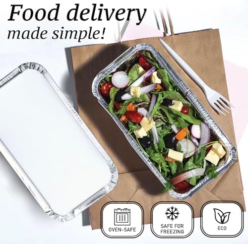 (55 Pack Aluminum Loaf Pans with Lids 1.5 LB Disposable Bread Tins for Baking, Lunch Containers, Single Serve Baking Dishes - Foil Loaf Pans, Aluminum Bread Pans 7.8 x 4.3 x2 Inches - Image 3