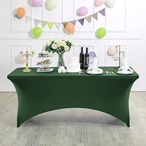 MDS® Pack of 10 Spandex Tablecloth 6FT Tight Fitted Stretch Table Cover – Washable Wrinkle-Free Reusable Elastic Patio Tablecloth for Wedding, Party, Banquet, Trade Show, Event Décor - Green - Image 3