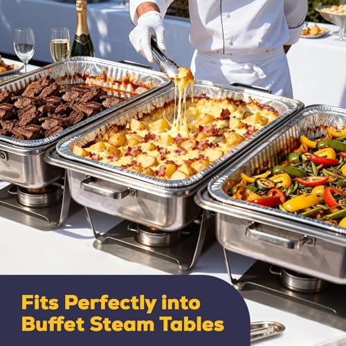 Fit Meal Prep 50 Pack Full Size Aluminum Foil Pans 21"x13", Heavy Duty Large Disposable Roasting Pans for Cooking, Serving, Freezing, Baking Pan Trays for Catering, Meal Prep, and Food Storage - Image 4