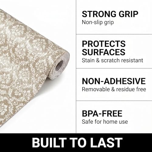 Coavas Shelf and Cabinet Liner, Easy Cut Protective (Beige, 24 in x 20 ft) - Image 3
