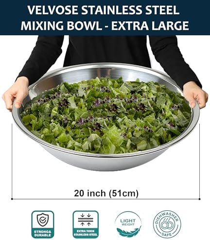 Stainless Steel Mixing Bowl Extra Large, 23-Quart, 20 inch (Diameter), 6.1 inch (Height) Mixing Bowl 20" (1) - Image 2