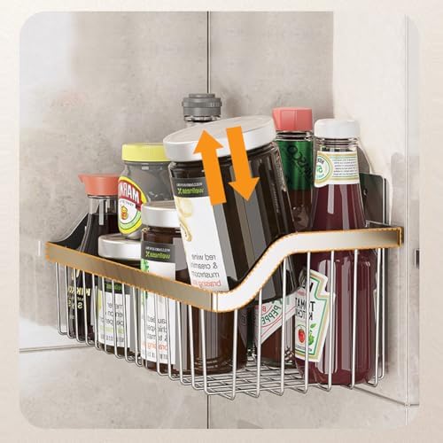 SUS304 Stainless Steel Hanging Storage Baskets Organizer Wall Mount, Metal Wire Storage Bin Rack for Kitchen Bathroom Shower Spice Shelf,L 9.84 Inch - Image 4