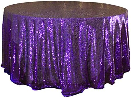 JYFLZQ Purple Sequin Tablecloth, Glitter Party Table Cover 108 Inch Round - Image 2