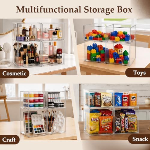 Baby Bottle Organizer 4 Pack Baby Bottle Storage Organizer Clear Bottles Station Acrylic Stackable Container Drawers Bins for Pacifiers,Nipples,Pump Parts for Countertop,Cabinet,Bathroom,Vanity - Image 5